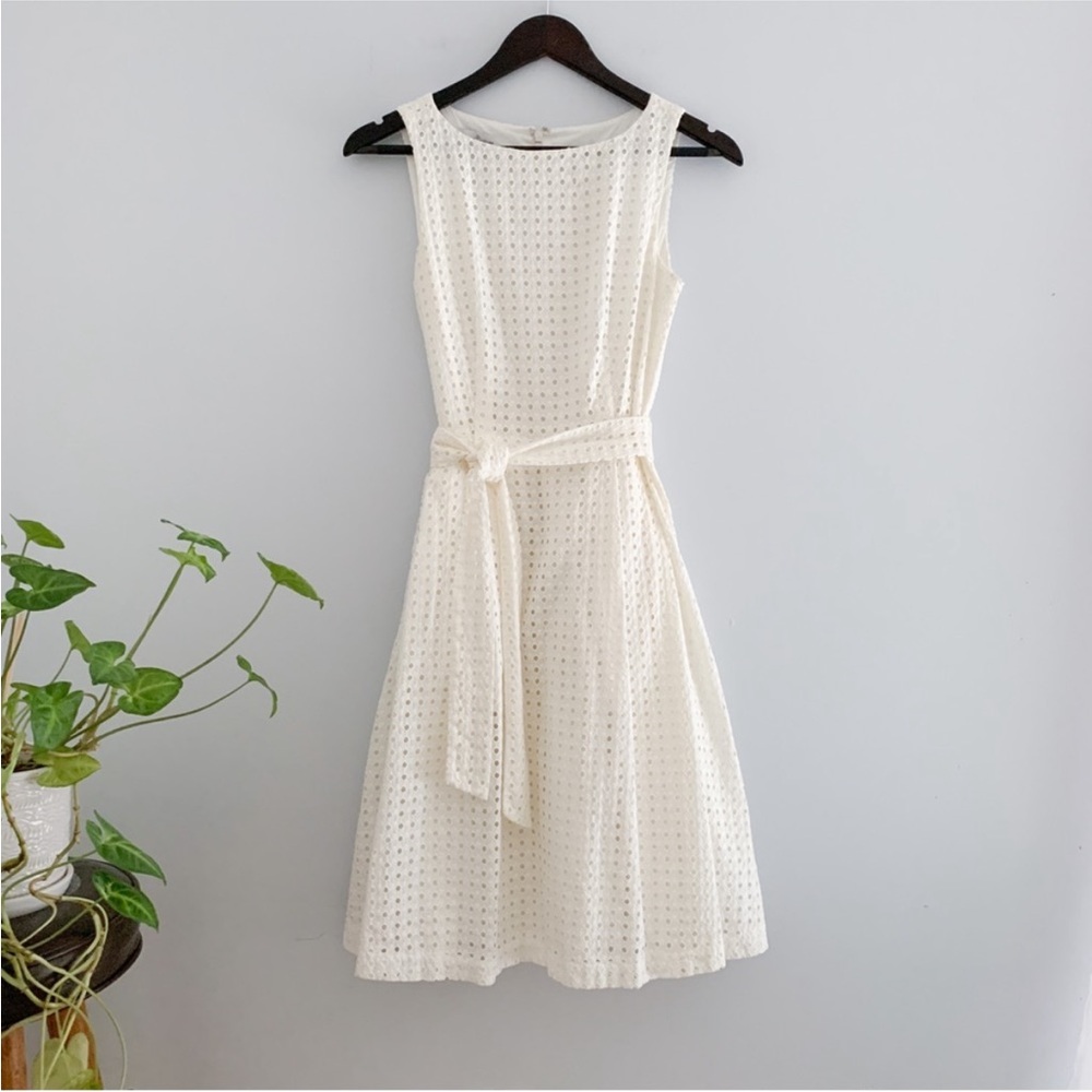 White eyelet dress with pockets. LLBean. Size 0